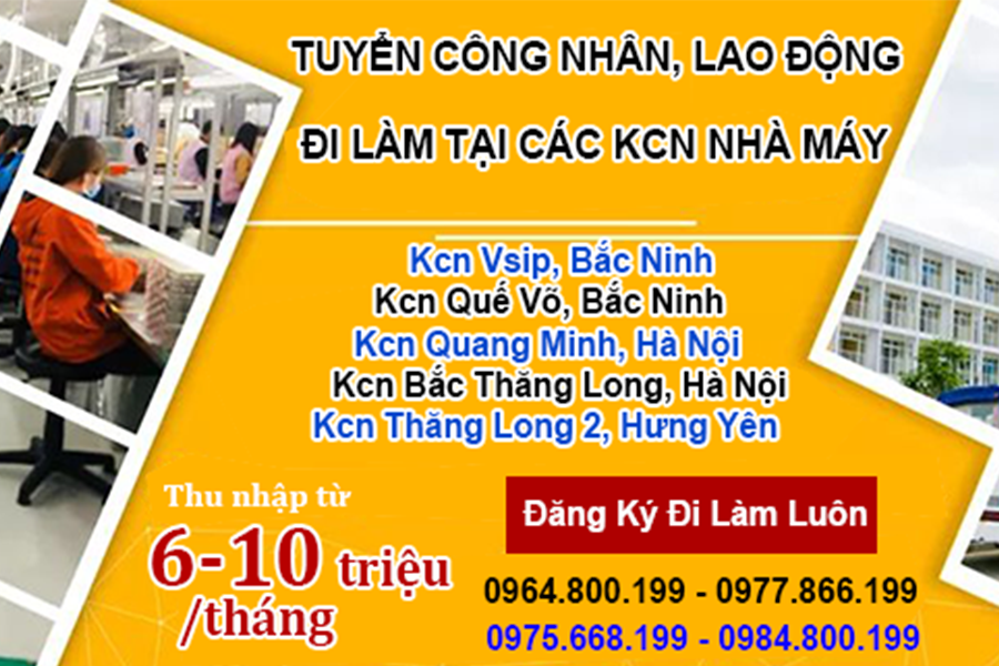 Tuyển gấp lao động các KCN